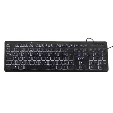 Imagem de Teclado Office NTC Retroiluminado Membrana Led Branco C/Fio ABNT2 Preto