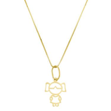 Imagem de Cordão Colar Feminino De Ouro 18k Veneziana 40cm Pingente Menina