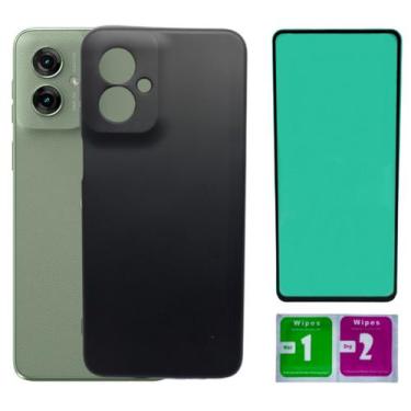Imagem de Kit Capa Aveludada Preta Para Moto G55 + Película Ceramica - Mustangsh