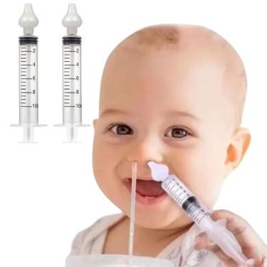 Imagem de Kit Seringa Silicone Lavagem Nasal Bebê Infantil Enxoval Sinusite Inve
