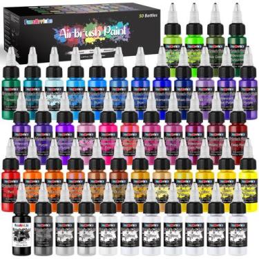 Imagem de Conjunto de Tintas Airbrush FansArriche - 44 Cores de 20ml com 6 Dilue