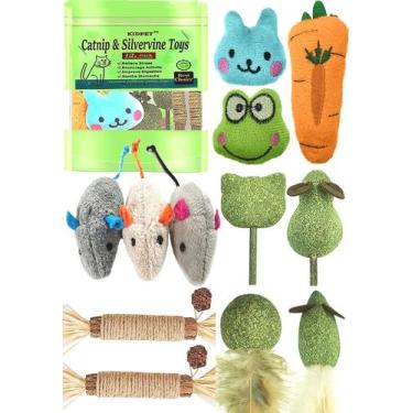 Imagem de 12 Brinquedos com Catnip e Silvervine para Gatos - Kidpet