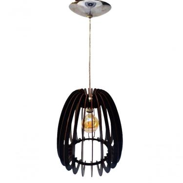 Imagem de Lustre Pendente De Teto Em Mdf Na Cor Preta De Qualidade.