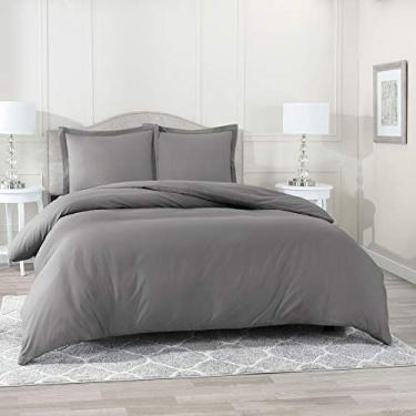 Imagem de Nestln Grey Duvet Cover King Size - Soft King Duvet Cover Set, 3 Peça Dupla Escovada Capa de Edredom com Fechamento de Botão, 1 Capa de Edredom King S