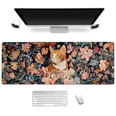 Imagem de BIWOTU Mouse pad para jogos de gato, teclado de computador para casa, trabalho, decoração de mesa, base de borracha antiderrapante para laptop de escritório grande 44/tapete de mesa 31,5 × 11,20 cm