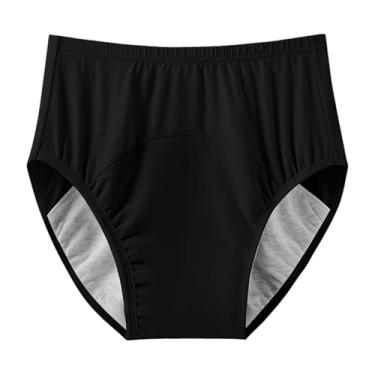 Imagem de ChuYiElegance Fralda de pano para adultos, cueca para incontinência, cintura elástica, confortável, lavável, respirável, à prova de vazamentos para idosos, Preto Xxxl