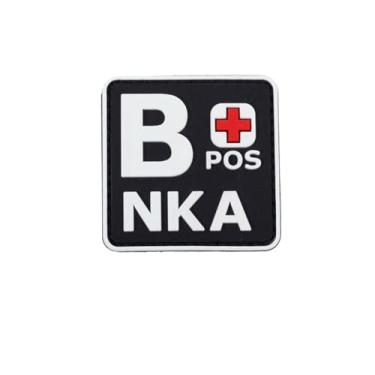 Imagem de Ruoming 1 peça de adesivos táticos de tipo sanguíneo, 5 x 5 cm, PVC 3D, fecho de gancho (branco B +)