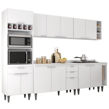 Imagem de Armário de Cozinha Com Tampo CP07 280cm Pérola Branco Z34     - Mpozenato