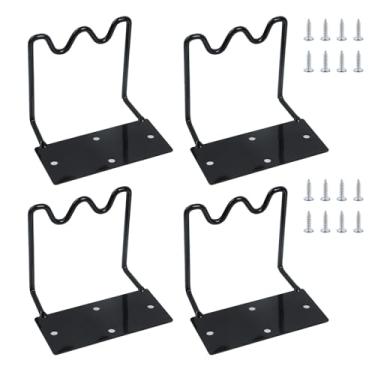 Imagem de Crapyt 4 peças de rolha deslizante de colchão com parafusos, barra retentora de colchão de metal para evitar deslizamento, 11 x 9 cm x 9 cm x 9 cm, tampas de colchão de ferro preto para moldura de