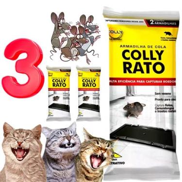 Imagem de 3 Pacotes Armadilha Adesiva Colly  Placa Super Colante para Rato Roedo
