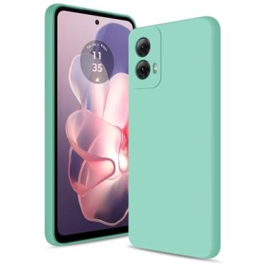 Imagem de Btstring Capa para Motorola Moto G Power 5G 2024, capa de silicone macio com proteção de câmera atualizada, capa fina à prova de choque com forro de microfibra antiarranhões, verde menta