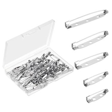 Imagem de 50 peças de alfinetes de barra, broche de prata, 5 tamanhos, fecho de pinback, broche de metal plano para fazer joias, crachá, etiqueta de gravata, barras de citação, corsage