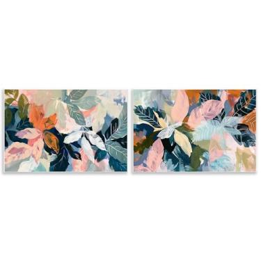 Imagem de Stupell Industries Conjunto de arte de placa de parede tropical Oasis Flowers 2 peças por Elara Yasna, 13 x 19
