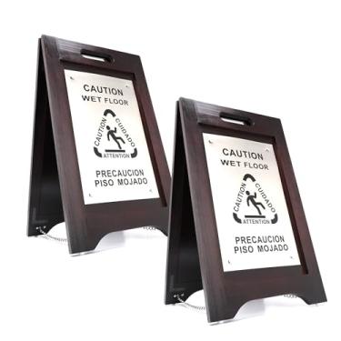 Imagem de Wholesale Hotel Products Placa de piso molhado de madeira premium – bilíngue com pés de plástico antiderrapantes – para hotéis, escolas, escritórios, áreas, banheiros, decks de piscina - placa de