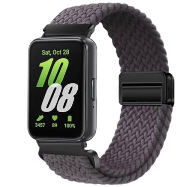 Imagem de Issinlky Pulseira trançada de nylon compatível com Galaxy Fit 3, pulseira de fivela magnética elástica para Galaxy Fit 3 SM-R390