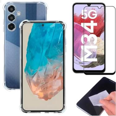 Imagem de [GL CASES] KIT Capa Capinha Case Samsung Galaxy M34 Slim Clear Anti Impacto Reforçada Silicone Transparente Flexível Anti Choque + Pelicula Samsung Galaxy M34 De Vidro 3D Cobertura Total