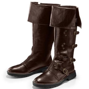 Imagem de Botas piratas Jiuguva, traje renascentista medieval masculino, marrom