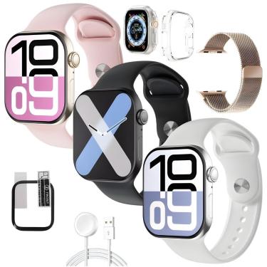 Imagem de Smartwatch Relogio Original W10 Mini Lançamento Microwear Série 10 42mm ChatGpt 1Gb Kit Completo-Unissex