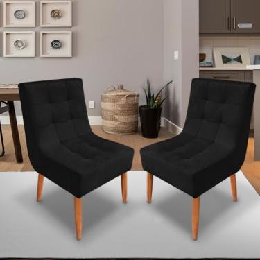 Imagem de Conjunto com 2 Cadeiras de Jantar Suede Premium com Pés Palito – Elegância e Conforto para Sala ou Cozinha (Preto)