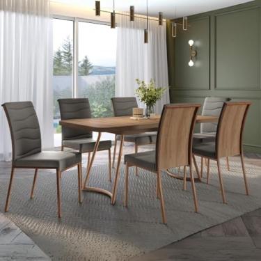 Imagem de Conjunto Sala de Jantar 6 Cadeiras York Carraro Nogal Rosê