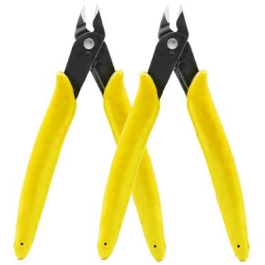 Imagem de Alicate de corte de precisão para fabricação de joias, eletrônicos, 12 cm, mini alicate de corte lateral para abraçadeiras de plástico, modelos de plástico e projetos de passatempo, 2 peças, amarelo