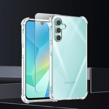 Imagem de Capa de celular compatível com Galaxy A16/A16 5G [proteção da câmera] com 1 pacote de protetor de tela, compatível com MagSafe, capa de proteção de grau militar - transparente
