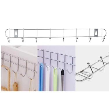Imagem de Cabideiro De Parede Grande 10 Ganchos Suporte Multiuso Organizador Guarda Roupa Lavanderia Banheiro Cozinha Pendurar Ute