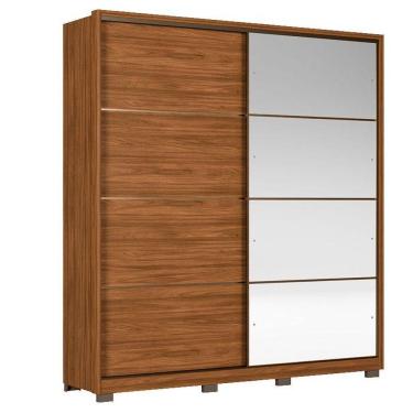 Imagem de Guarda Roupa Casal Belga Nogueira Touch Flex Com Espelho E Pés Demóbile - Demartêz