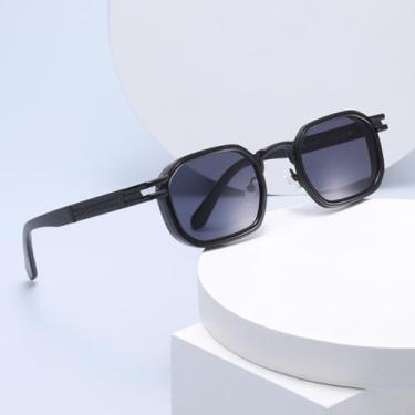 Imagem de Óculos de Sol Femininos de Luxo Retrô em Metal com Lentes Degradê UV400, Estilo Punk Masculino (Dourado, Azul, Cinza, Chá)