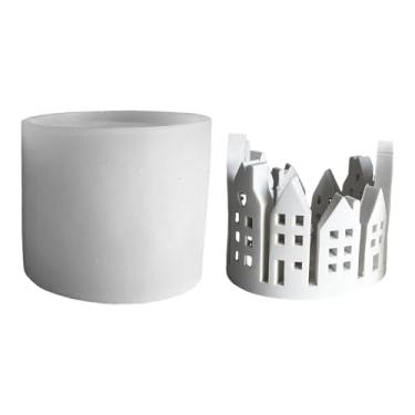 Imagem de Molde de suporte de vela - moldes de gesso para casa de anel, moldes de silicone para casa de anel 3D para resina concreto oco suporte de vela em forma de molde de gesso