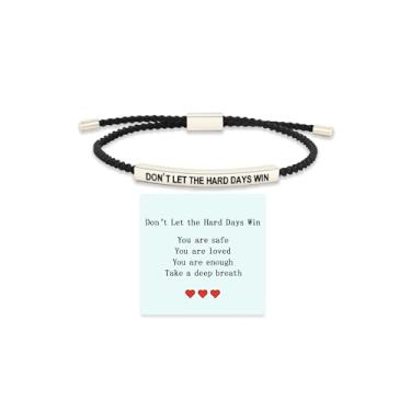 Imagem de 72ore Pulseira inspiradora Don't Let the Hard Days Win para mulheres Don't Let The Hard Days Win Itens de alívio da ansiedade com cartão de incentivo motivacional, Large, Sem Pedra Preciosa