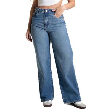 Imagem de Calça Jeans Sawary Wide Leg Petit - 281654 - Azul medio 38, Azul, 38