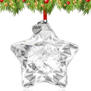 Imagem de H&D HYALINE & DORA Ornamentos de Natal com estrela de cristal para pendurar 2026, apanhador de sol de cristal para árvore de Natal, decoração de dia de inverno