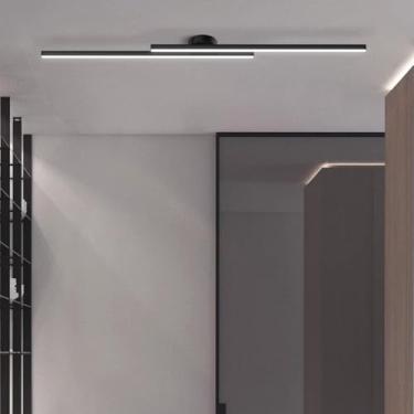 Imagem de Lâmpada de teto LED Moderno Minimalista Design de Linhas Longas Iluminação de Teto Lâmpada de Sala de Estar Lâmpada de Teto Alumínio Metal Interior para Sala de Estar Quarto Sala de Jantar (Luz Branca