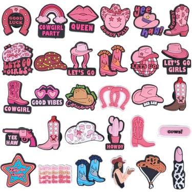 Imagem de Bignut 30 peças de pingentes de sapato caubói ocidental, chapéu de cowboy rosa para crianças, adultos, decoração DIY
