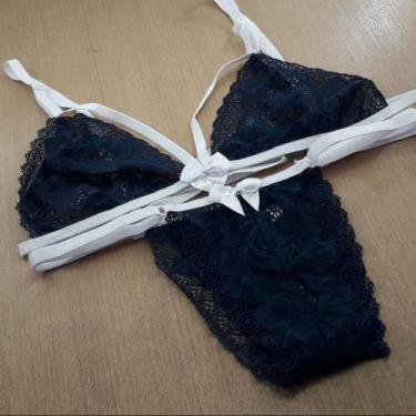 Imagem de Conjunto Strappy sem Bojo - De Prazer, Azul marinho, Branco, GG