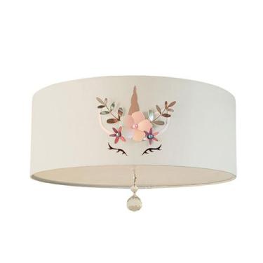 Imagem de Luminária Plafon Infantil Unicórnio Cúpula Branco 50x15 3E27 - Tom Luz