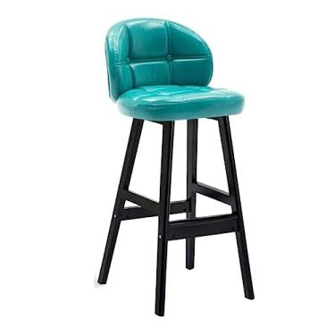 Imagem de Banquetas de bar com apoio para os pés cadeiras de bar de cozinha de couro PU vintage banquinho de bar de madeira cadeiras de jantar para café da manhã em casa - Conjunto de 2