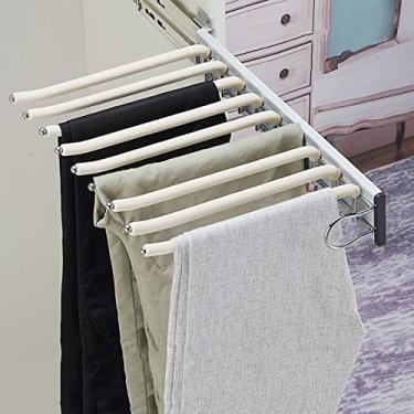 Imagem de Suporte lateral extensível para calças com 9 braços, cabide de duas fileiras para calças, cachecóis, toalhas - organizador de varão de manobrista de armário (cor: direita)