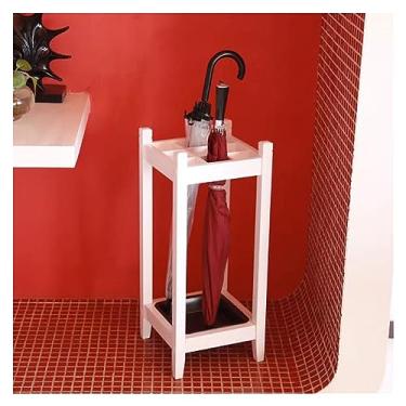 Imagem de Suporte de guarda-chuva de madeira maciça, suporte de armazenamento de guarda-chuva com bandeja de drenagem, suporte de guarda-chuva de bengala, para casa, corredor, sala de espera e escritório