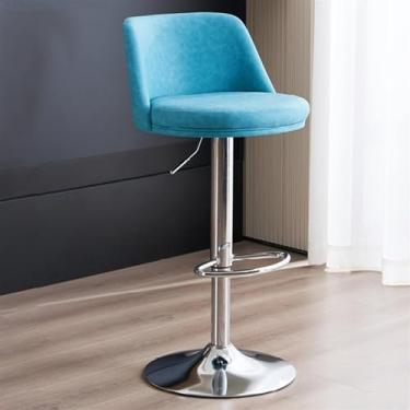 Imagem de Banquetas de bar de couro PU com altura para balcão, banquetas modernas de café da manhã sem braços com apoio para os pés, cadeiras de bar giratórias ajustáveis em altura - Banqueta de ilha de cozinha