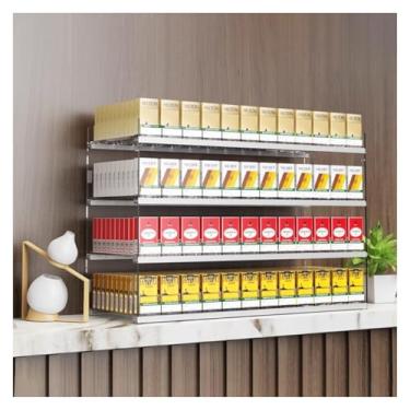 Imagem de Rack de exibição de cigarro - vitrine de máquina de venda automática de acrílico, suporte de cigarro de empurrar automático com divisórias de encaixe para supermercados, 61,5 x 28,4 x 55 cm, solução