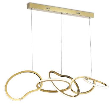 Imagem de Lustre Pendente Moderno Led 75w 3000k Dourado Fosco 120cm Bivolt Tiffe