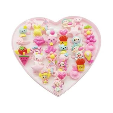 Imagem de Anéis De Dedo Em Resina Rosa Com Flores Para Crianças, 30 Peças, Ataca