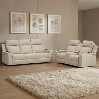 Imagem de Poltrona Reclinável Cinema 2 e 3 Lugares Baú Usb Pu Moscou Sint Bg Z57