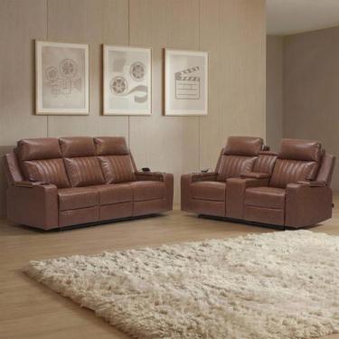 Imagem de Poltrona Reclinável Cinema 2 e 3 Lugares Baú Usb Pu Moscou Sint Cml Z5