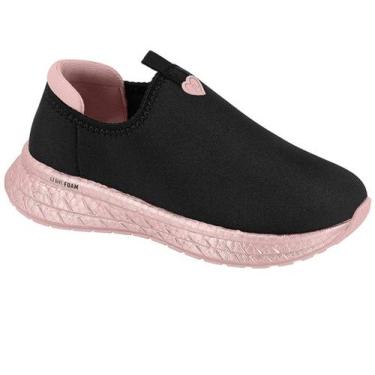 Imagem de Tênis Molekinha 2580.200 Infantil Calce Fácil, 35, Preto, Rosa
