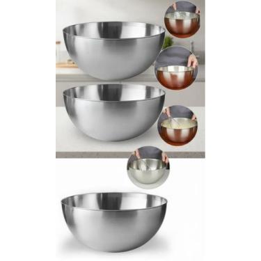 Imagem de 2 Tigelas Aço Inox Escovado Saladeira 28cm - Congratulations Store