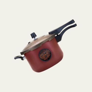 Imagem de Panela de Pressão com Visor Lateral Fechamento Externo Vermelha 4,5L -