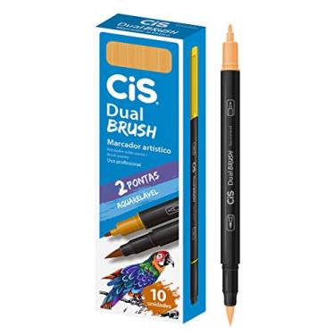 Imagem de Marcador Artístico Aquarelável Dual Brush, CIS, Laranja Neon, Caixa com 10 unidades
